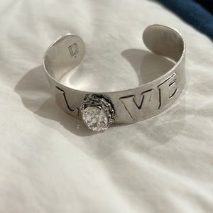 Silver cuff with love